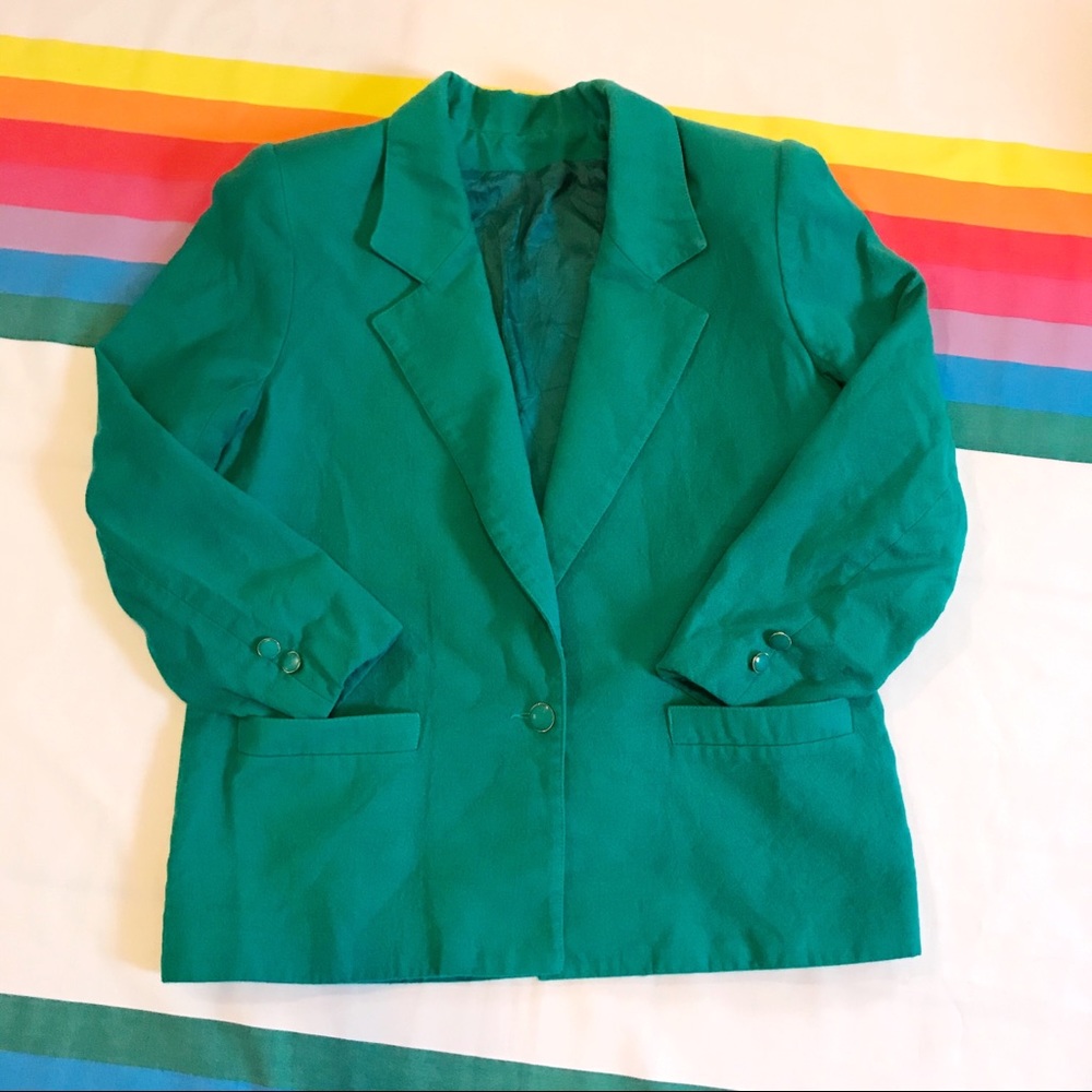 Emerald Blazer Vintage 80s Toronto Sz Large